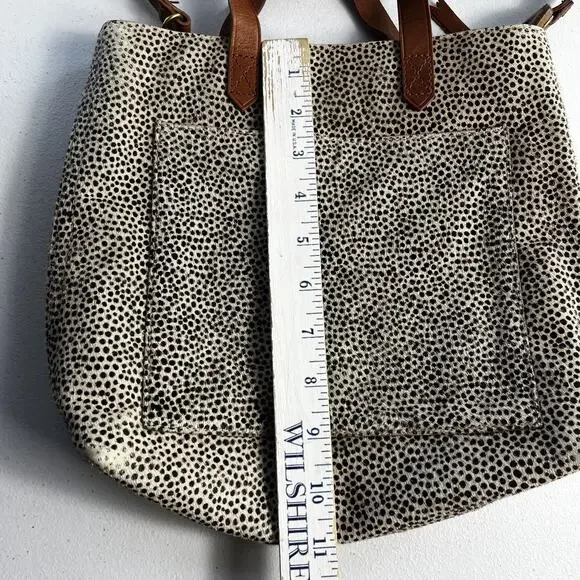 Madewell Crossbody Bag The Zip-Top Double Handles Leather Spotted Dyed Calf Hair - Picture 7 of 11
